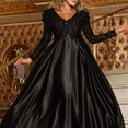 thumbnail image 2 of adviicd Robes de Soirée pour Femmes Élégantes Robes Maxi Moulantes à Manches Longues Col en V Froncé Robe de Cocktail Soirée Noire,TTTG, 2 of 5