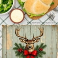thumbnail image 3 of JOOCAR Rustic Deer with Red Bow and Pine Garland Design Linen Table Mats Set of 4 for Home Kitchen Table Decor 12x18 inch, 3 of 5
