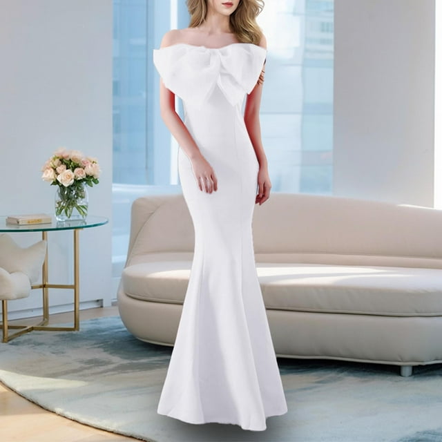 UPPADA Robes d'Invitée de Mariage pour Femmes à une Épaule Froncées Robe de Soirée Formelle Portefeuille Ourlet à Volants Robe Dos Nu Moulante Robe Maxi Taille Haute Robe de Fête Robe de Bal Robe de Cocktail Robes pour Femmes Liquidation