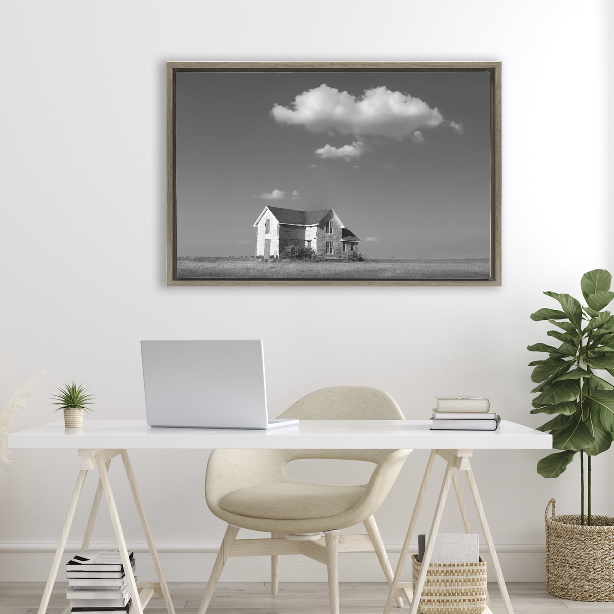 Stupell Industries Solitary Erstwhile Cottage Brown Framed Floater Canvas Wall Art, design by Steve Toole