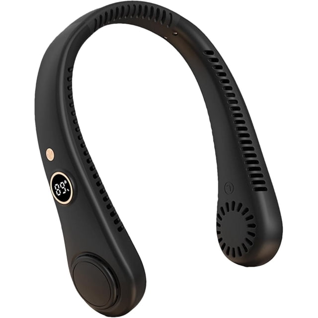 INNOTECH SC Ventilador de Cuello Portátil con Pantalla LED, Manos Libres, Refrigeración de 5 Velocidades, Recargable y Ligero
