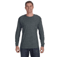 thumbnail image 3 of Gildan Crew Neck Heavy Cotton T-Shirt, Men's Long Sleeve Classic Fit Tee, Dark Heather, S, 12 Pack, 3 of 7