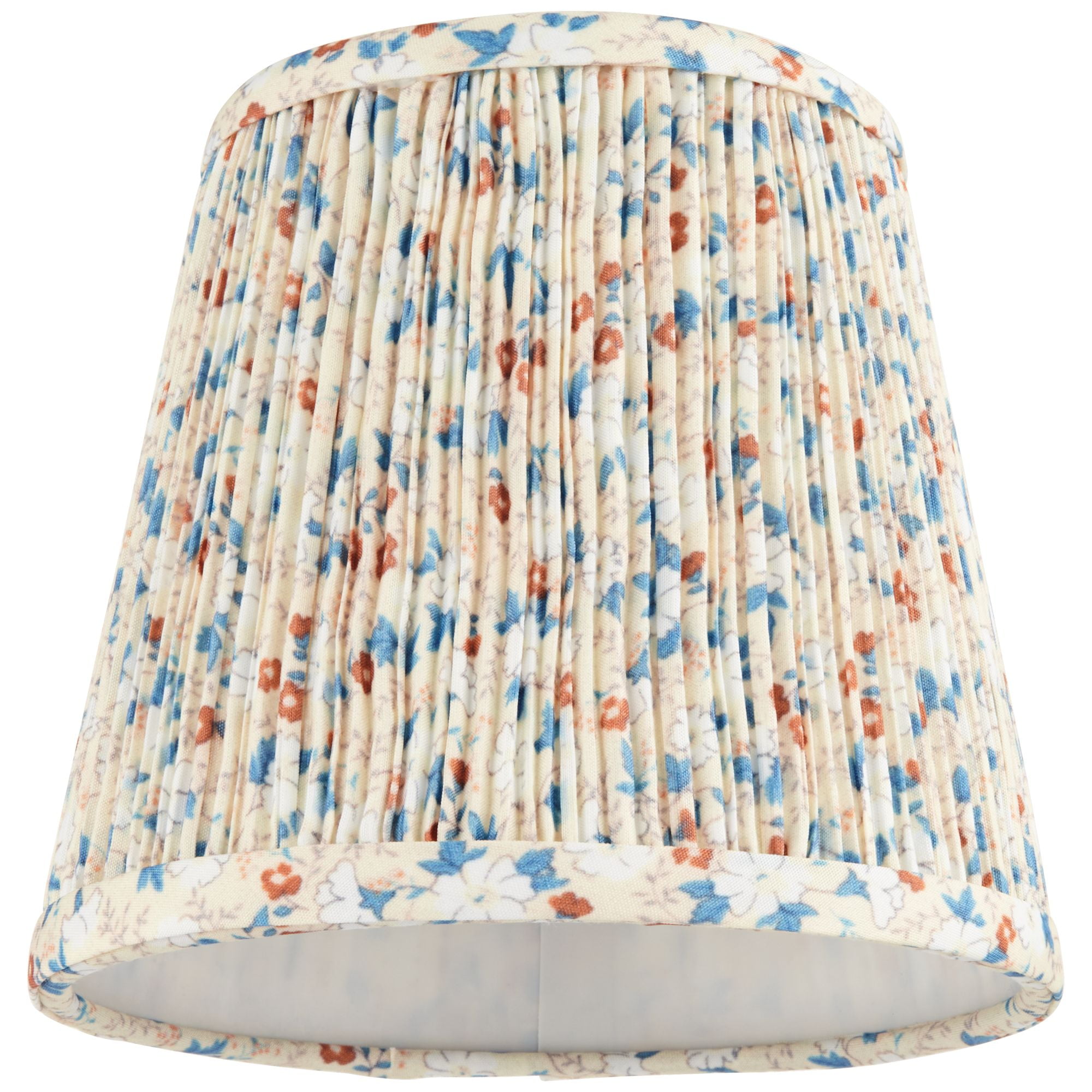 Springcrest 4" Top x 6" Bottom x 5 1/2" High x 5 1/2" Slant Print Lamp Shade Replacement Set of 4 Blue Red Leaf Pleated Clip On
