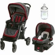 Angle View: Graco Soho Click Connect Travel System, Presley with Nuk Simply Natural 5oz Bottle, 1-Pack