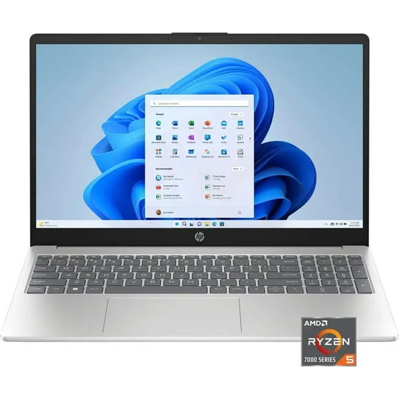 Refurbished (Good) HP 15.6" Touchscreen HD Laptop (AMD Ryzen 5 7520U, 8GB RAM, 512GB SSD, Win 11 S Mode) - Natural Silver (15-fc0025dx)
