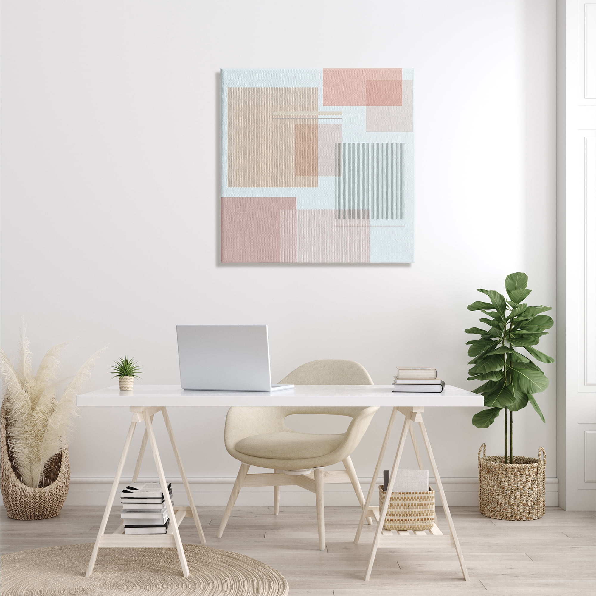 Stupell Indtries Abstract Patterned Squares Indtrial Geometric Shapes Pink Grey,30 x 30,Design by Melissa Wang
