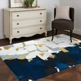 thumbnail image 5 of Blue White Area Rug 4x6 Washable Rug Non Slip Gold Graffiti Painting Art Retro Country Large Area Rug Indoor Floor Carpet for Entryway Bedroom Kitchen Living Room Home Office Dining Room Nursery, 5 of 8