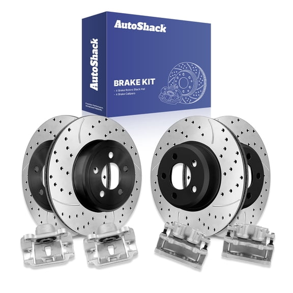 AutoShack Front Vented & Rear Vented Drilled & Slotted E-Coated Brake Rotors   Calipers 8-PC Brake Kit Replacement for 2010 Dodge Charger 2010 Chrysler 300 2005 Chrysler 300 ShadowGuard