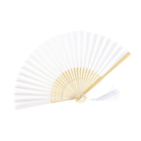 

Carolilly Wooden Fan with Silk Cloth Folding Handheld Bamboo Bone Accessory