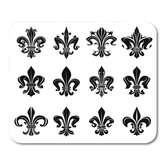 SIDONKU Royal French Heraldry for of Arms Emblem Medieval Black Fleur De Lis Symbols Adorned By Floral Ornaments Mousepad Mouse Pad Mouse Mat 9x10 inch