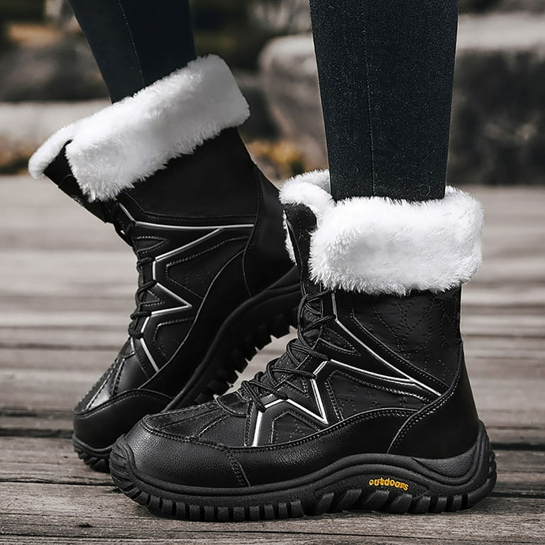 Ki-8Jcud Botas Para Mujer De Trabajo Women Winter Boots Waterproof Warm  Lined Ladies Snow Boots Fashion Mid Carf Leather Boots Lace Up Boots For  Woman
