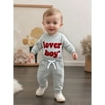 thumbnail image 4 of BemeyourBBs Newborn Baby Boy Valentines Day Outfit Lover Boy Long Sleeve Letter Embroidery Romper with Pants Set 2Pcs Spring Clothes, 4 of 9