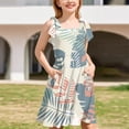 thumbnail image 4 of Abcomgle Summer Dress for Girls Casual Tie Shoulder Sleeveless Cami Dress Hawaiian Palm Tree Square Neck Sundresses Swing Dresses with Pockets 4-5 Years ,Khaki, 4 of 4