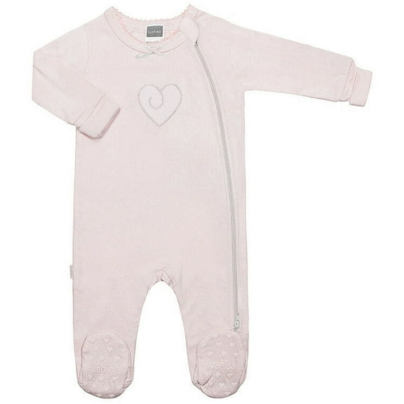 Pink Kushies Baby Classic 100% Cotton Side Zipper Sleeper w/Non-Slip Feet - 6 Months