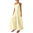 thumbnail image 2 of Aayomet OnePiece Jumpsuits For Women Women Summer Straps Jumpsuit One Shoulder Pleated High Waist Jumpsuit Casual Wide Leg,Beige M, 2 of 5