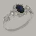 thumbnail image 3 of LBG British Made 925 Sterling Silver Natural Sapphire & Cultured Pearl Womens Engagement Ring - 33 size options - Size 7.25, 3 of 8