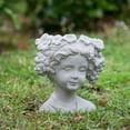 thumbnail image 5 of Classic Greek Grey Lady Indoor Outdoor Cement Head Planter Indoor Outdoor Home Garden Decor, D7 x 11" (Gray), 5 of 7