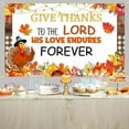 thumbnail image 2 of Fall Pumpkin Backdrop Give Thanks to The Lord His Love Endures Forever Photography Background Autumn Maple Leaf Thanksgiving Harvest Party Decorations Banner Supplies Photo Booth Props, 2 of 6