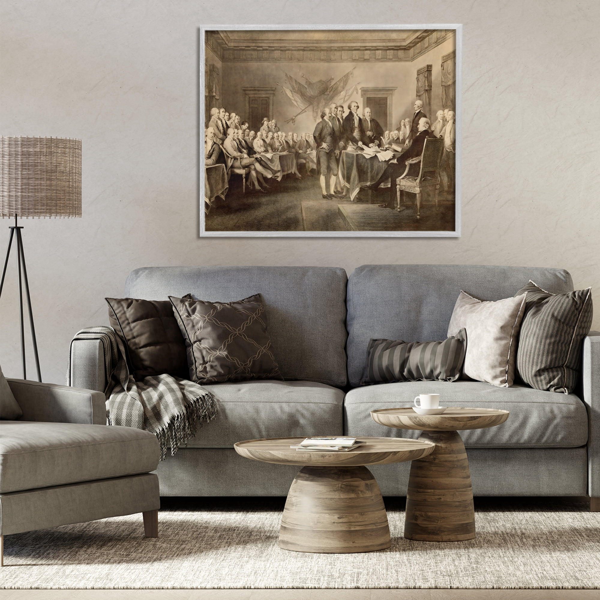 Stupell Industries Historical Signing Of Declaration Gray Framed Giclee Art, design by Arlington Prints