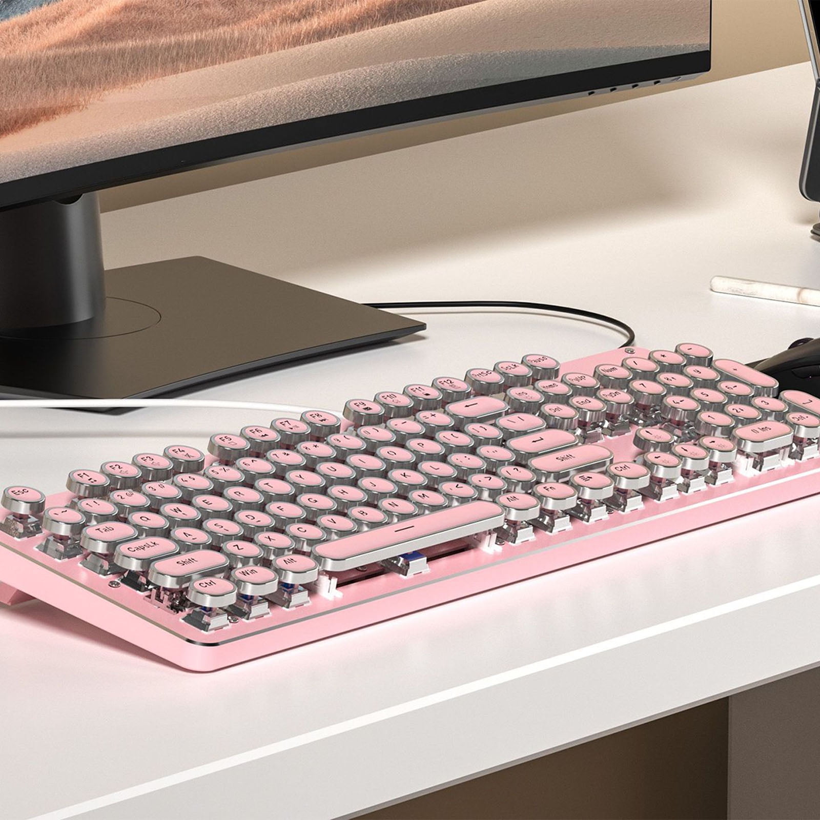 LED Illuminates Mechanical Keyboard Backlits Effects Hot Swappable Switches ABS Keycaps Wire Type C Connection