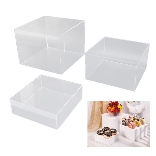 Acrylic Display Risers, Cubic Nesting Stands For Buffet Tables Food, With Supermarkets, Restaurants, Exhibitions, For Dessert Display