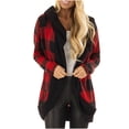 thumbnail image 2 of Cardigan à Capuche pour Femmes à Carreaux Mode Veste à Manches Longues Blouse, 2 of 8