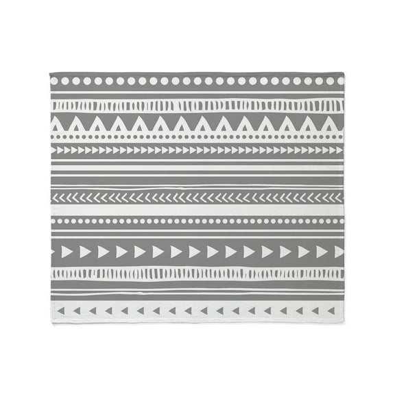 CafePress - Grey White Tribal Vintage Stripes Throw Blanket - Soft Fleece Throw Blanket, 50"x60" for All Ages