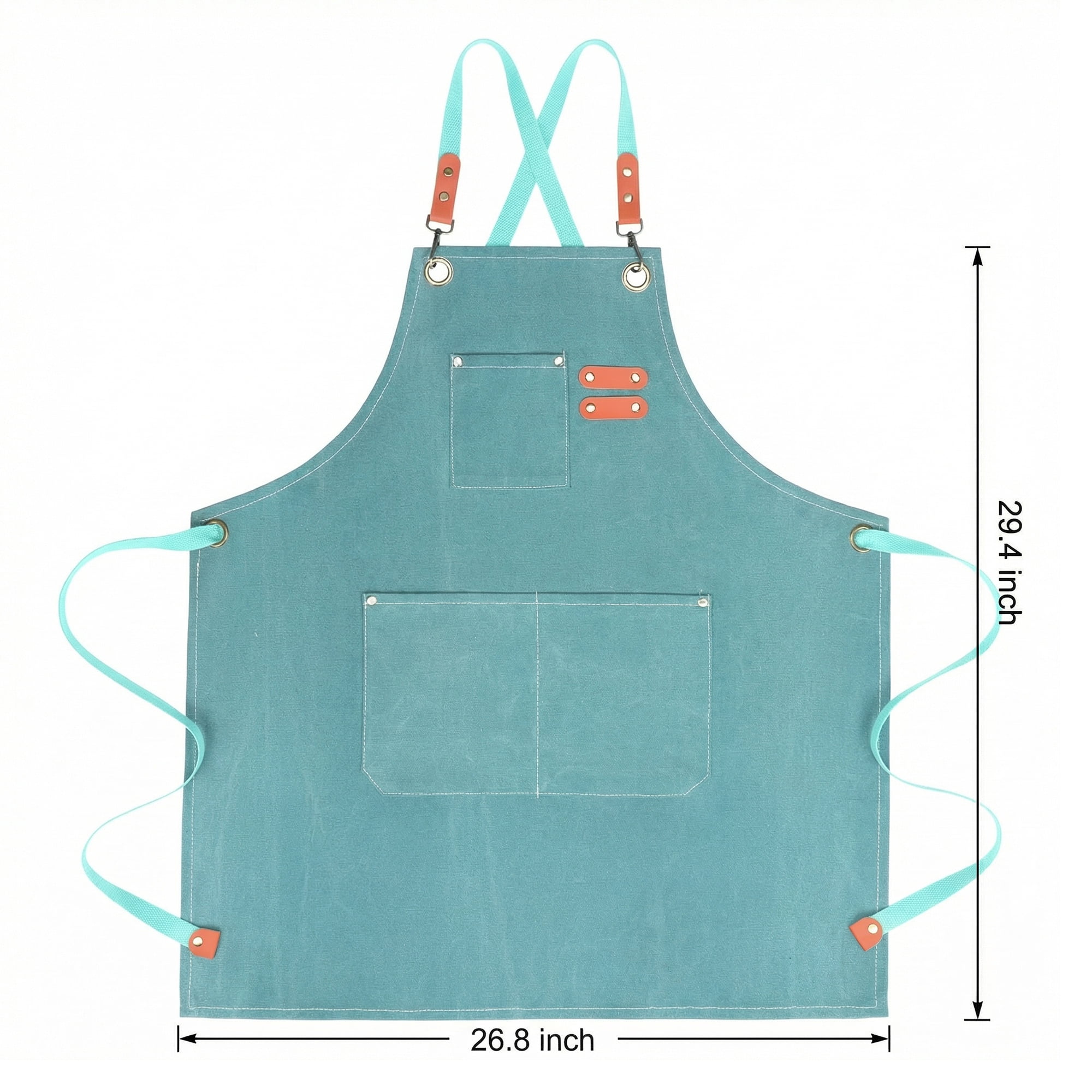 Unique Bargains Adjustable Long Waist Kitchen Apron with Pockets for People Emerald Green