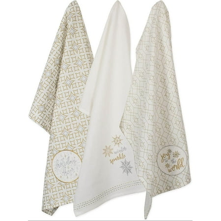 

Christmas Dish Towels Decorative Metallic Holiday Kitchen Towel Set 18x28 Winter Sparkle 2 Count