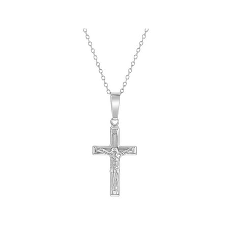 Set Sterling Silver Crucifix - 925 Sterling Silver Traditional Cross Crucifix Jesus Christ Necklace Pendant 19