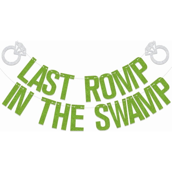 Last Romp in the Swamp Banner Swamp Theme Bachelorette Party Decorations Funny Engagement Bridal Shower Party Decorations Green