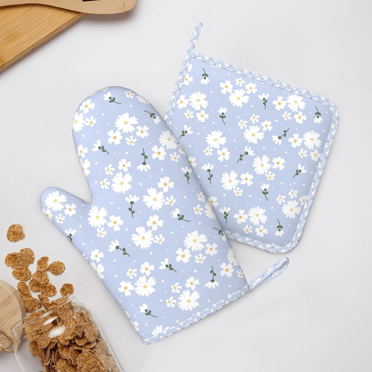 Silicone Oven Mitts Pot Holders Set Non-Slip Heat Resistant Kitchen Gloves Potholders 4 Pack Mitt