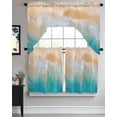 thumbnail image 3 of Orange Aqua Coastal Swag Valance and Tier Curtains 36'' Length Set, Summer Beach Seaside Nautical Light Filtering Kitchen Curtains, Tier Curtain Valances for Bathroom/Living Room/Bedroom/Café, 3 of 6