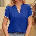 thumbnail image 2 of Fesfesfes T Shirts for Women Loose Fit Women Fashion Casual Solid Color Short Sleeve Tops V Neck Lace Fashion Blouse Womens Undershirts 12(XXL), 2 of 6