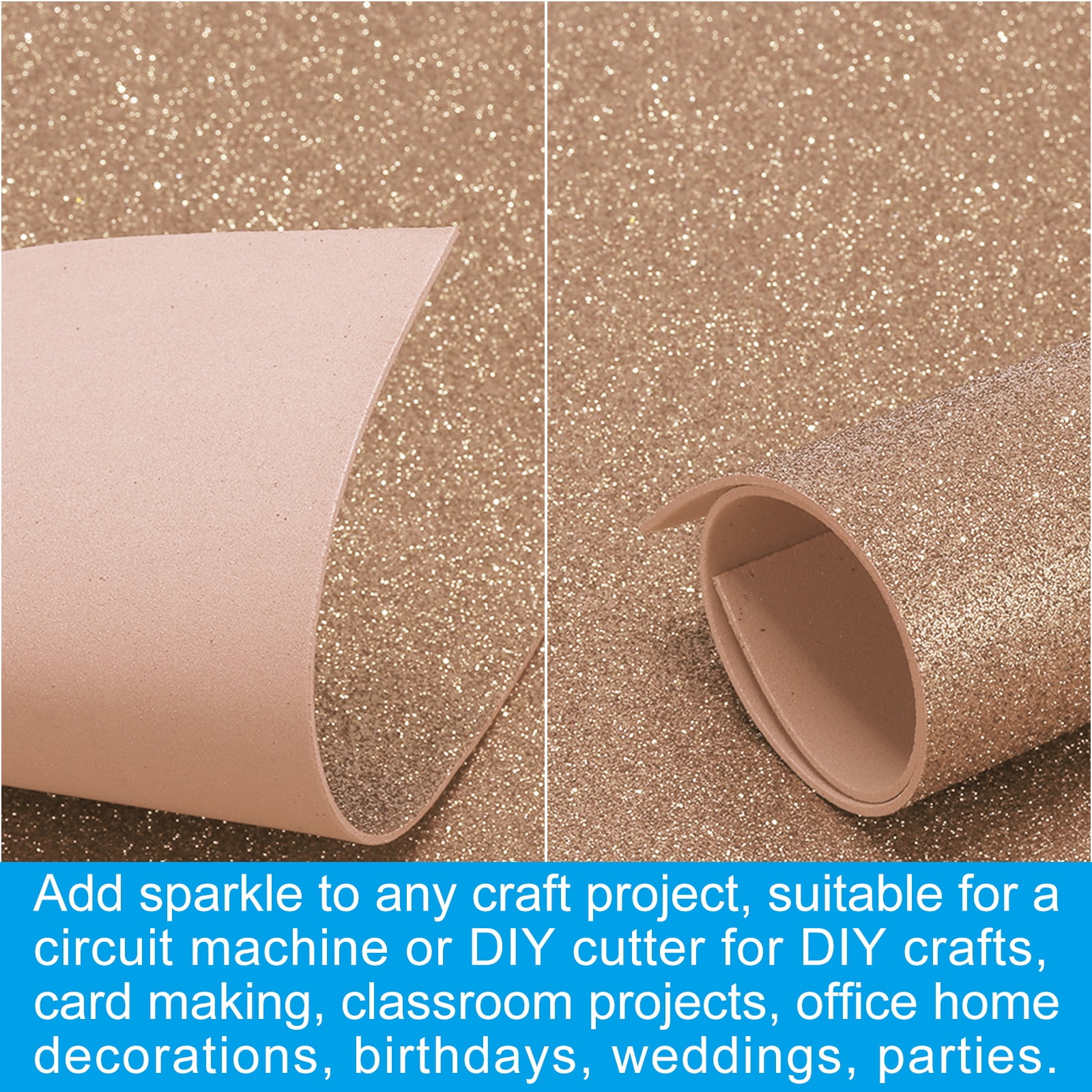 Uxcell 2mm(1/10") Thick Non Adhesive Glitter Foam Sheet 16x24inch(40x60cm) Brown, EVA Shiny Foam Board for Craft, 6 Pcs