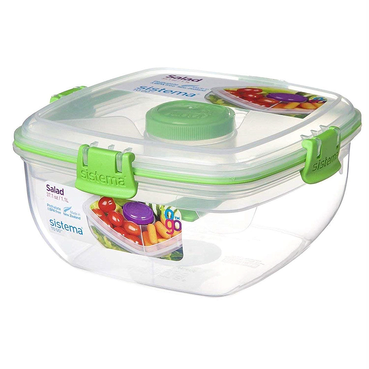 Sistema Salad To Go Lunch Containers With Dividers BPA Free Food