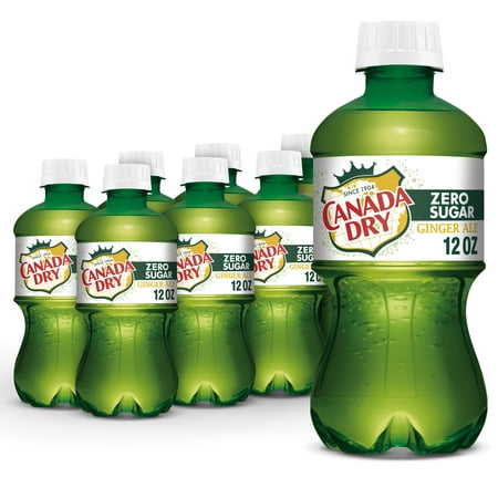 Canada Dry Zero Sugar Ginger Ale Soda Pop, 12 fl oz, 8 Pack Bottles