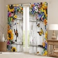 thumbnail image 2 of Homewish Kawaii Cartoon Butterfly Black Out Curtains, Rustic Sunflower Floral Curtains Pack of 2 (42x63 Each), Vintage Lodge Cabin Bedroom Curtains, Curtains and Drapes Home Decor, 2 of 6