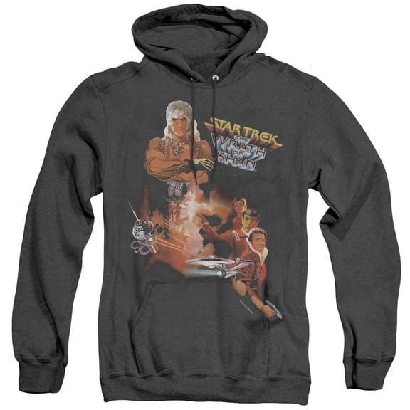 Star Trek Wrath Of Khan(Movie) Adult Heather Hoodie Sweatshirt Black