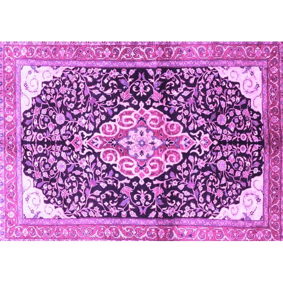 Ahgly Company Indoor Rectangle Medallion Purple Traditional Area Rugs, 2' x 5'