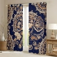 thumbnail image 2 of Homewish Tribal Damask Paisley Black Out Curtains, Navy Hippie Bohemian Curtains Pack of 2 (42x63 Each), Rustic Farmhouse Bedroom Curtains, Black Out Curtains Decor, 2 of 6