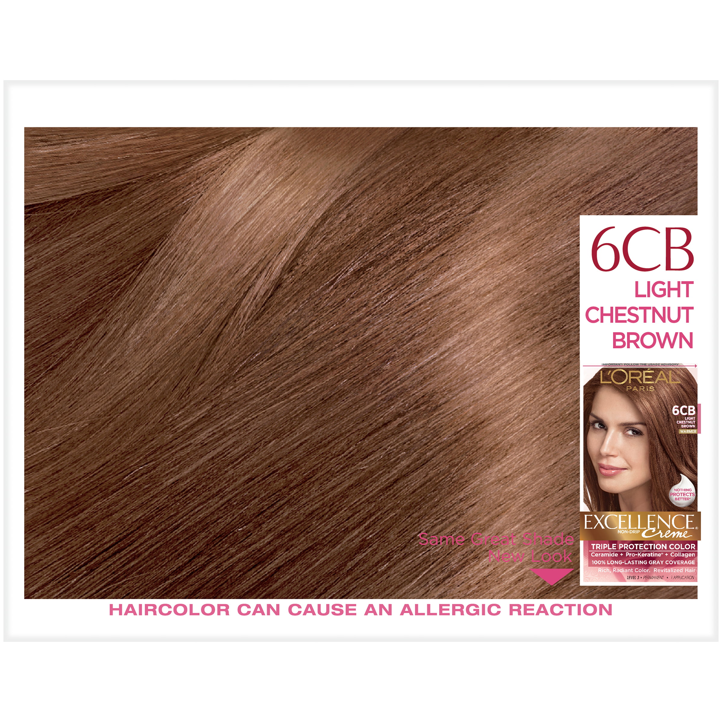 L'Oreal Paris Excellence Creme Permanent Triple Protection Hair Color, 6CB Light  Chestnut Brown, 1 kit - Walmart.com