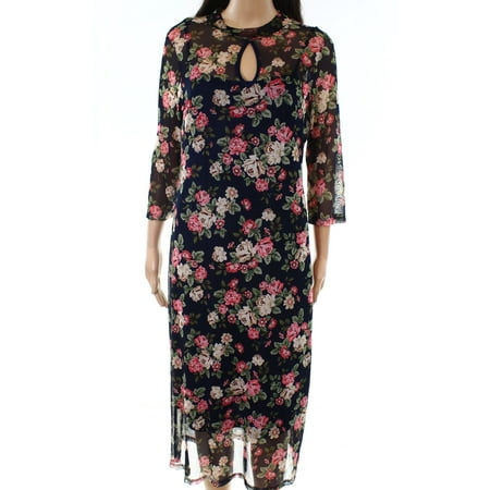 Monteau Dresses - Monteau Womens Plus Floral-Print Mesh Sheath Dress ...