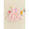 thumbnail image 4 of Suealasg Kids Birthday Party Princess Dress Toddler Girls Fly Sleeve Ribbed Floral Embroidery Tulle Sweet Dress Little Girl Summer Clothes, 4 of 9