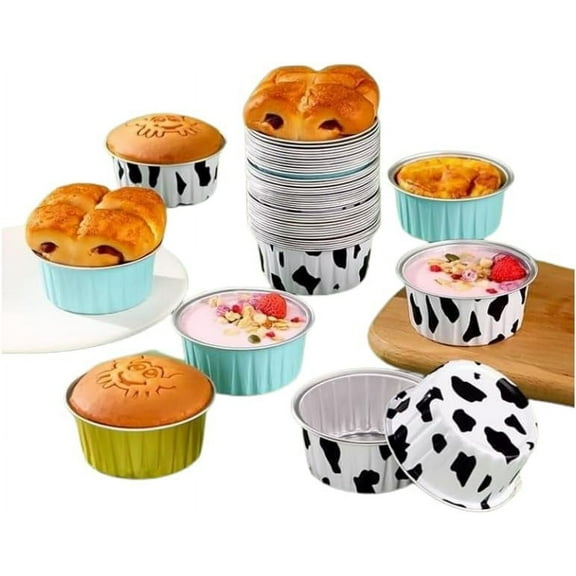 40PCS Baking Cups mini Cups Desserts no Lids,DIY Cup of Air Fryer,4.2oz Cupcake Pans,Aluminum Foil Small Cake Baking Tin,Aluminium Foil Baking Tin Cups,Disposable Ramekins Containers for Home Party