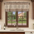 thumbnail image 6 of Brown Geometric Curtain Valances for Windows, Kitchen Valance Window Treatments Panel 2 Pack, Modern Ethnic Southwest Vintage Rod Pocket Short Curtains for Bathroom Bedroom 42 x 18 Inch, 6 of 8