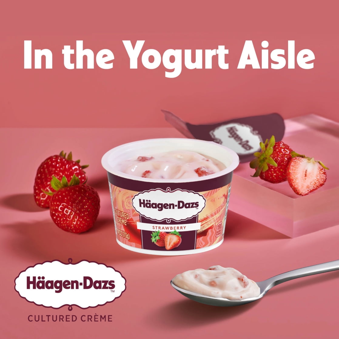 Haagen Dazs Cultured Cream Yogurt Style Snack, Strawberry, 4 oz Cup