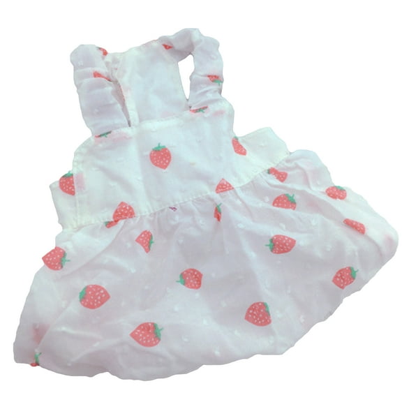 Dogs Dress Fruit Printing Princess Doggie Dress with Flowers Decor Spring Summer Small Cat Dress Clothes