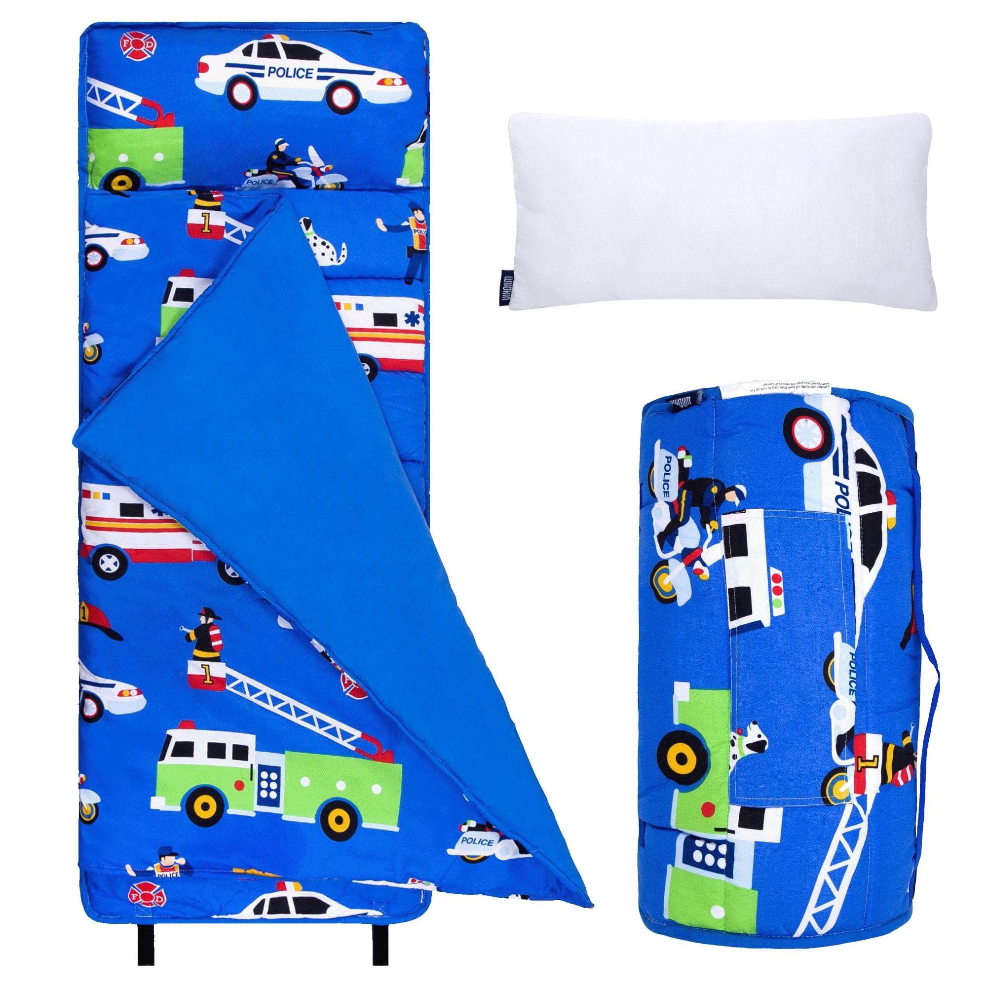 Wildkin Microfiber Nap Mat for Toddler Boys and Girls, Daycare and Preschool, Roll-up Design (Heroes Blue)