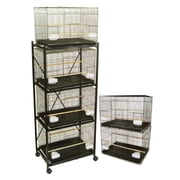 YML 6x2434BLK and 1x 4134BLK Six Small Bird Breeding Cages with Divider and One 4 Tier Stand in Black